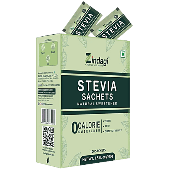 Stevia Sweetener Sachets Pure White Powder