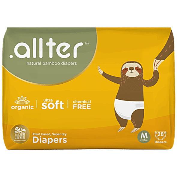 .allter Organic Bamboo Diapers - Medium Size, 5-8 kgs
