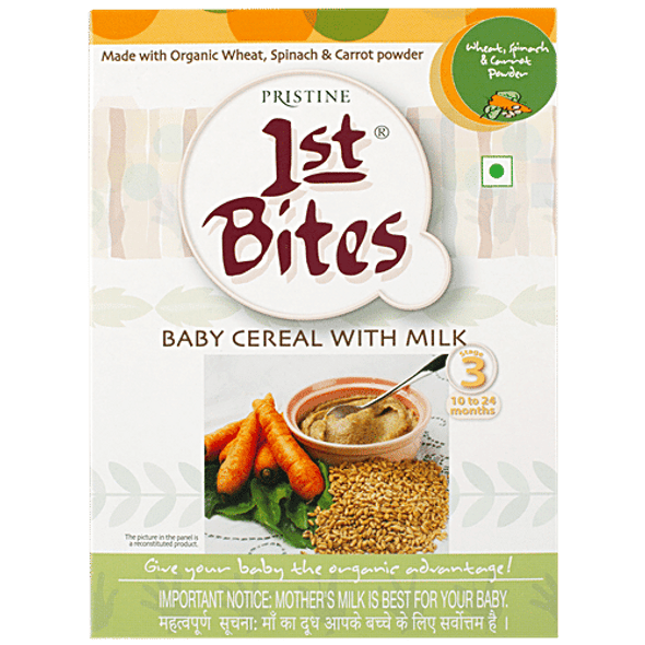1st Bites Baby Cereals - Stage 3, 10 To 24 Months, 100% Organic, Wheat, Spinach & Carrot Based Infant Food|300 g