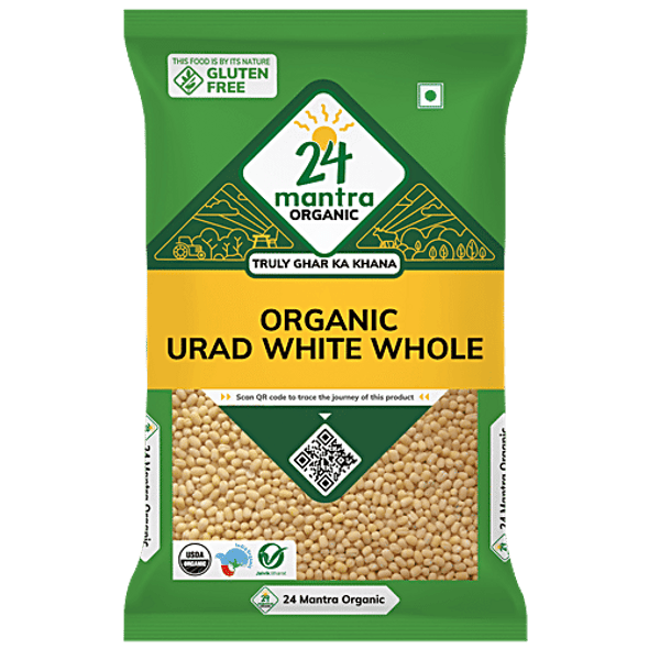 24 Mantra Organic Organic Urad Dal/Uddina Bele White - Whole|500 g
