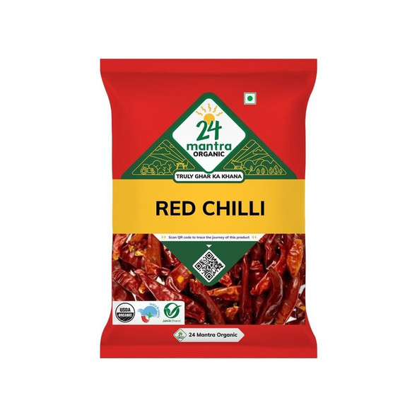 24 Mantra Organic Red Chilli Whole / Khaadi Mirch|100 g 24 Mantra Organic Red Chilli Whole / Khaadi Mirch|100 g