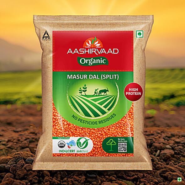 Aashirvaad Organic Masur Dal Split|1 kg Aashirvaad Organic Masur Dal Split|1 kg
