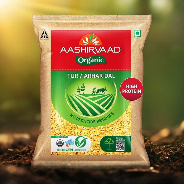 Aashirvaad 100% Organic Arhar Dal /Tur Packet|500 g