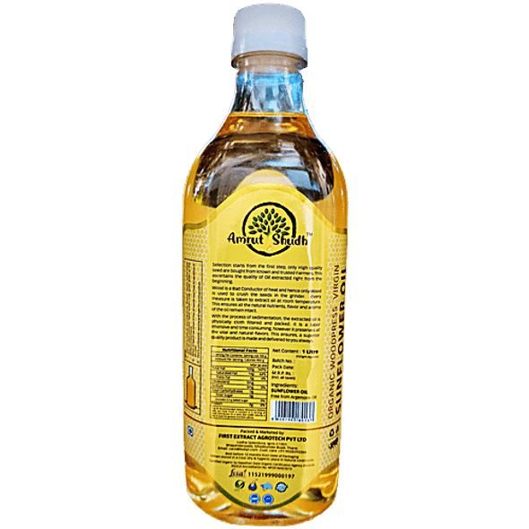 Amrut Shudh Organic Wood Press Virgin Sunflower Oil|1 L