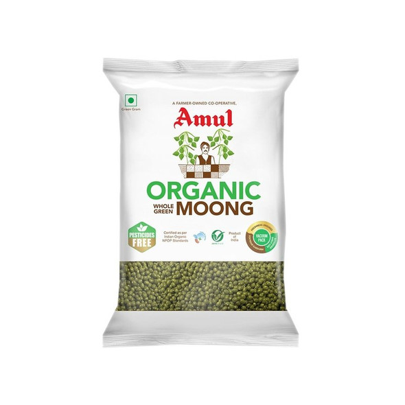 Amul Organic Moong Sabut (Green)|1 kg