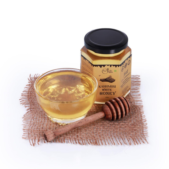 AsWah Organic Kashmir White Honey | Creamy Honey | 100% Pure Kashmiri White Honey | Organic White Creamy Honey | Kashmiri White Honey | Natural No added sugar Honey | 250 gm Pack of 1