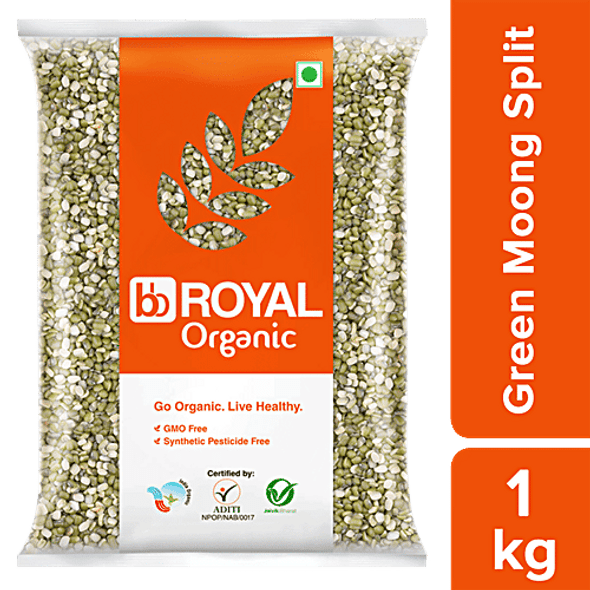 bb Royal Organic - Green Moong Dal/Dal, Split|1 kg