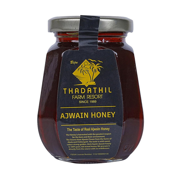 Biju Thadathil Farm Ajwain Honey 250g | Raw & Pure Ajwain Honey Organic | MQA Certified Organic Honey (ORG/25M0426) | Unfiltered & Unprocessed | Immunity, Digestion & Skin Support | Since 1989