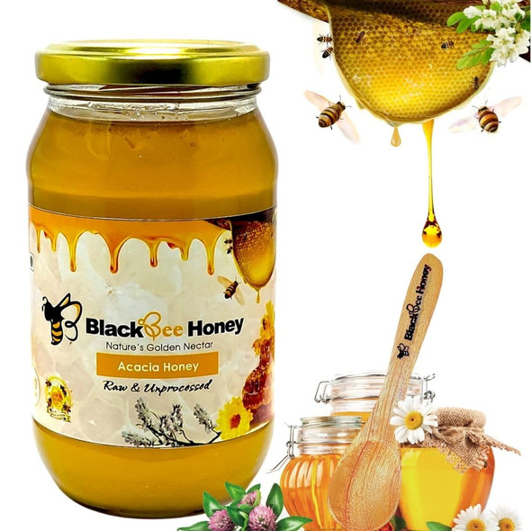 BlackBee Organic Raw Honey 200g | 100% Pure Honey without sugar in Wild Flower Flavour | Natural honey Rich in Anti-Oxidants | Shahad Jar | Unprocessed, Govt Lab Tested Honey