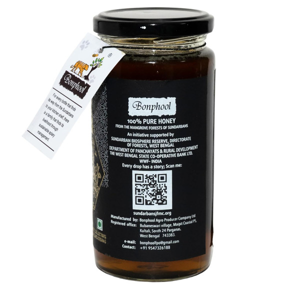 Bonphool Multiflora Raw Mangrove Honey 490g | 100% Raw & Pure Organic Honey from Mangrove Forest of Sundarbans | Immunity Booster & Antioxidant-Rich | Premium G20 Summit Gift