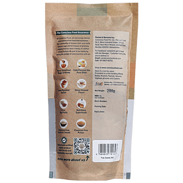 Conscious Food Flax Seeds - Organic|200 g Conscious Food Flax Seeds - Organic|200 g