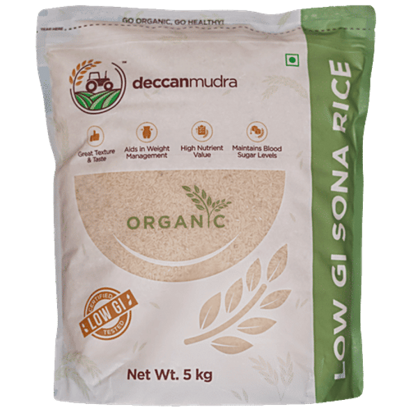 Deccanmudra Telangana Low GI Sona Rice - Organic, High In Nutrients, Maintains Blood Sugar Levels|5 kg Pouch