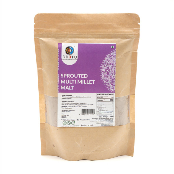 DHATU ORGANICS & NATURALS Sprouted Multi Millet Malt|200 g
