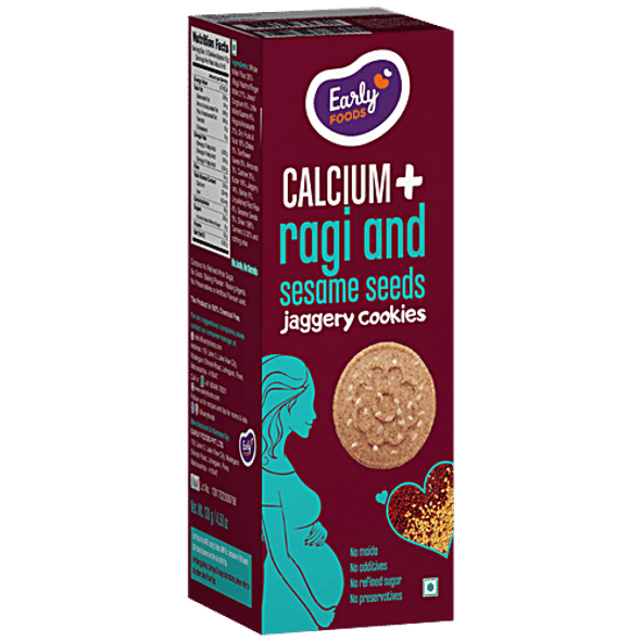 Early Foods Organic Ragi & Sesame Seeds Jaggery Cookies - Calcium +|130 g