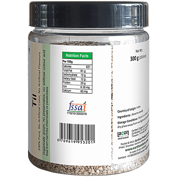Earthon Organic Natural White Sesame Seeds/Til/Ellu|250 g Earthon Organic Natural White Sesame Seeds/Til/Ellu|250 g