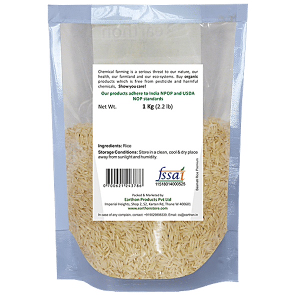Earthon Organic Basmati Rice//Basmati Akki - Regular|1 kg