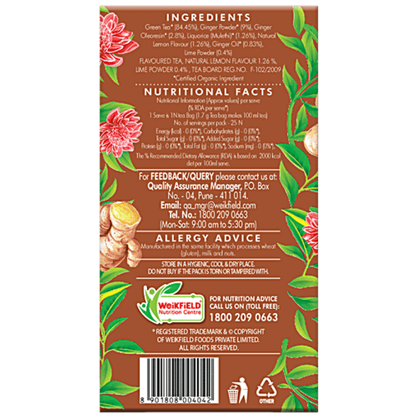 Eco Valley Organic Green Tea - Ginger, Lemon & Mulethi|42.5 g Eco Valley Organic Green Tea - Ginger, Lemon & Mulethi|42.5 g