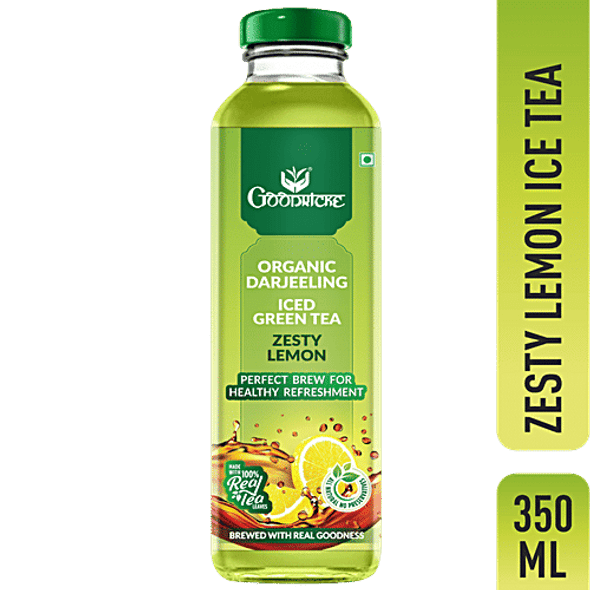 Goodricke Organic Darjeeling Iced Green Tea - Zesty Lemon, With Real Tea Leaves, For Healthy Refreshment|350 ml Goodricke Organic Darjeeling Iced Green Tea - Zesty Lemon, With Real Tea Leaves, For Healthy Refreshment|350 ml