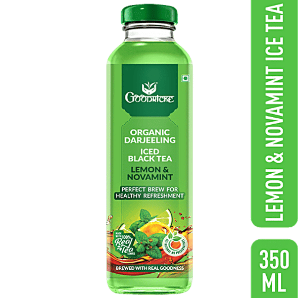 Goodricke Organic Darjeeling Iced Black Tea - Lemon and Novamint, With Real Tea Leaves, For Healthy Refreshment|350 ml Goodricke Organic Darjeeling Iced Black Tea - Lemon and Novamint, With Real Tea Leaves, For Healthy Refreshment|350 ml