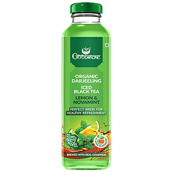 Goodricke Organic Darjeeling Iced Black Tea - Lemon and Novamint, With Real Tea Leaves, For Healthy Refreshment|350 ml Goodricke Organic Darjeeling Iced Black Tea - Lemon and Novamint, With Real Tea Leaves, For Healthy Refreshment|350 ml