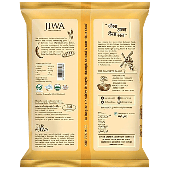 Jiwa Organic Khapli Wheat/Emmer Flour - 100% Natural|1 kg Jiwa Organic Khapli Wheat/Emmer Flour - 100% Natural|1 kg
