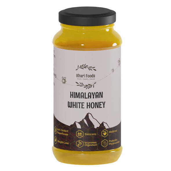 Khari Foods Premium Pure Himalayan Organic White Honey, Chemical Free, Unsweetened (White 500g)