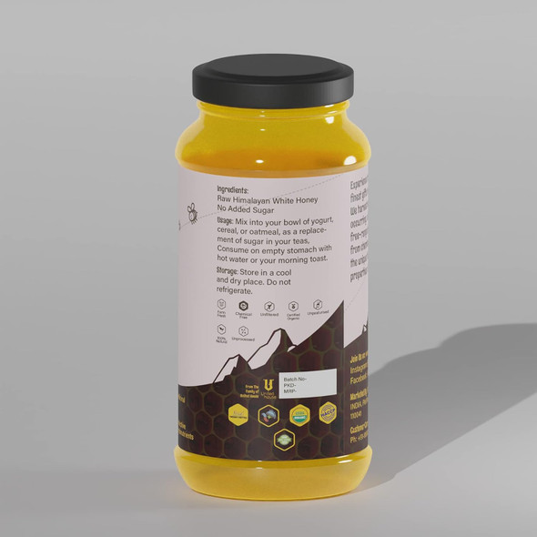 Khari Foods Premium Pure Himalayan Organic White Honey, Chemical Free, Unsweetened (White 500g)