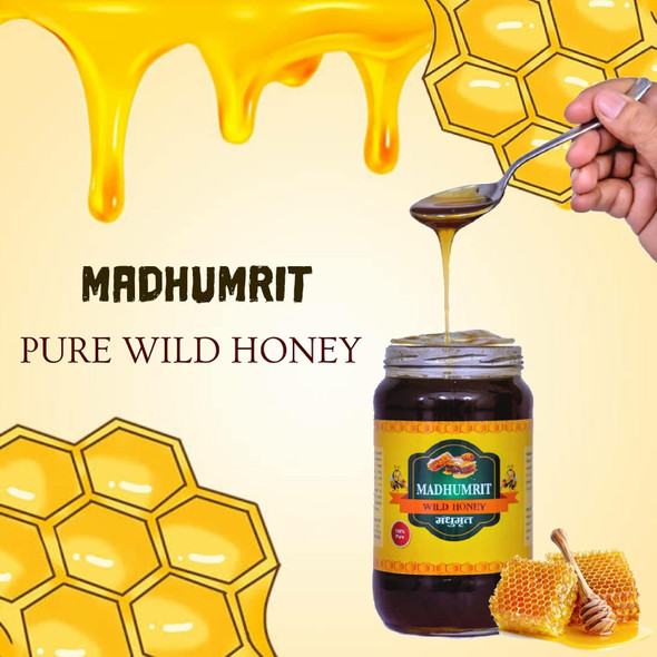 Madhumrit Unprocessed Raw Honey-500gm 100% Pure Raw Honey Unprocessed and Organic Honey