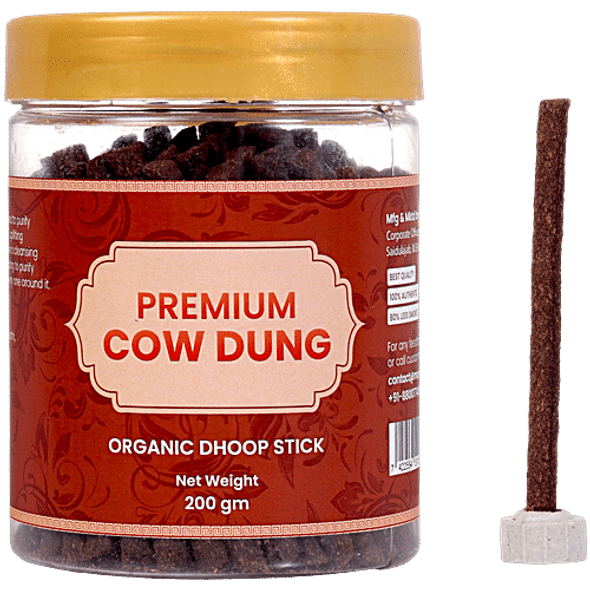 Mangal Bhavan Premium Cow Dung Organic Dhoop Stick - With Stand|200 g