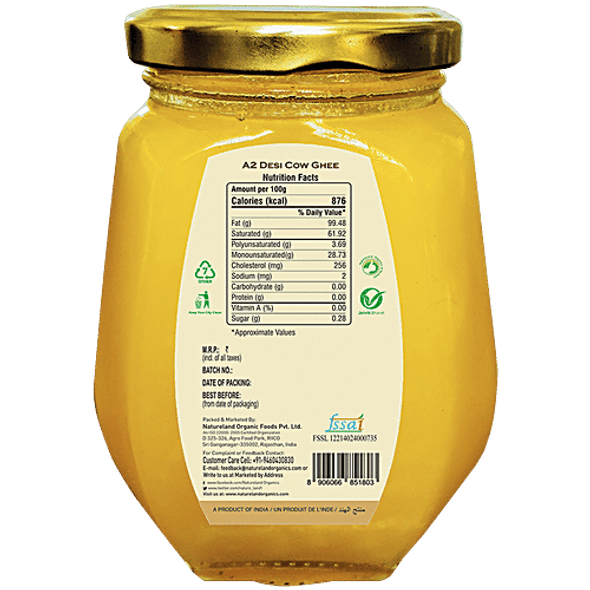 Natureland Organics A2 Desi Cow Ghee|350 ml