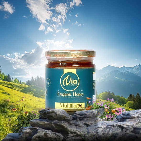 Nia Natura 100% Pure Organic Honey Multiflora 250g | Unprocessed, Raw, Without Sugar | Multiflora
