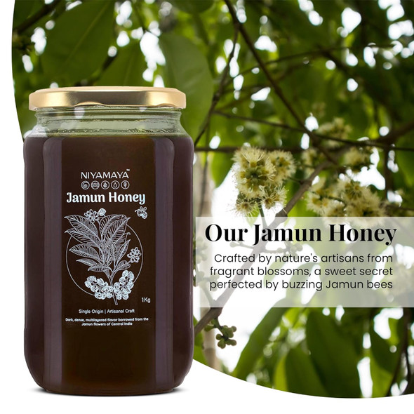 NIYAMAYA Jamun Honey 1 kg | 100% Raw Organic Natural Jamun Honey Unprocessed No Added Sugar Pure Jamun honey No Adulteration
