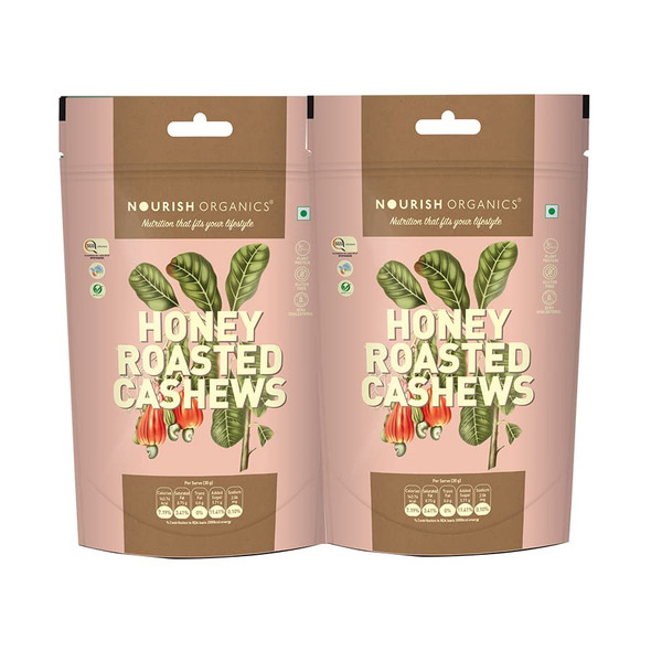 Nourish Organics Honey Roasted Cashews 100gm Pack of 2 Sweet and Nutty Snack| Healthy and Nutrient Rich | No Refined Sugar | Clean Label Nourish Organics Honey Roasted Cashews 100gm Pack of 2 Sweet and Nutty Snack| Healthy and Nutrient Rich | No Refined Sugar | Clean Label