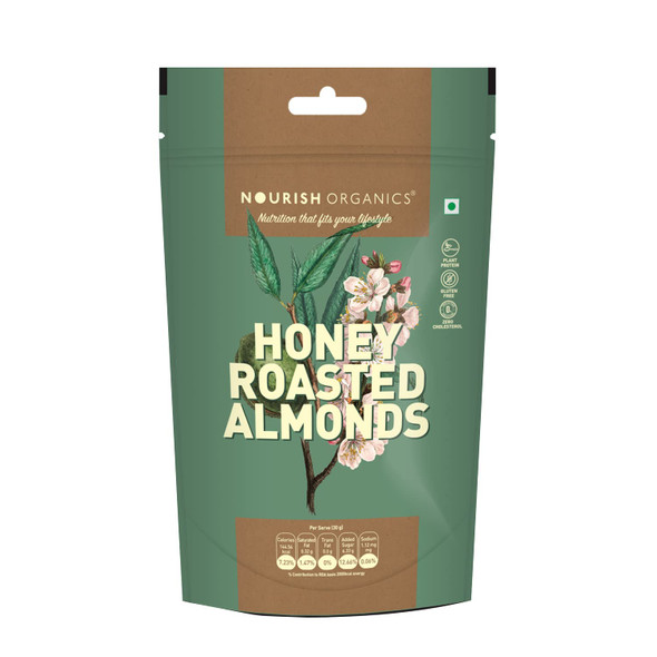 Nourish Organics Honey Roasted Almonds 100gm Pack of 1 Sweet and Nutty Snack| Healthy and Nutrient Rich | No Refined Sugar | Clean Label Nourish Organics Honey Roasted Almonds 100gm Pack of 1 Sweet and Nutty Snack| Healthy and Nutrient Rich | No Refined Sugar | Clean Label