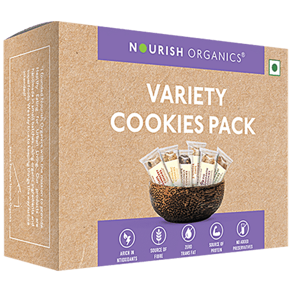 Nourish Organics Variety Cookies Pack - Rich In Antioxidants, Fibre & Protein, No Preservatives|140 g