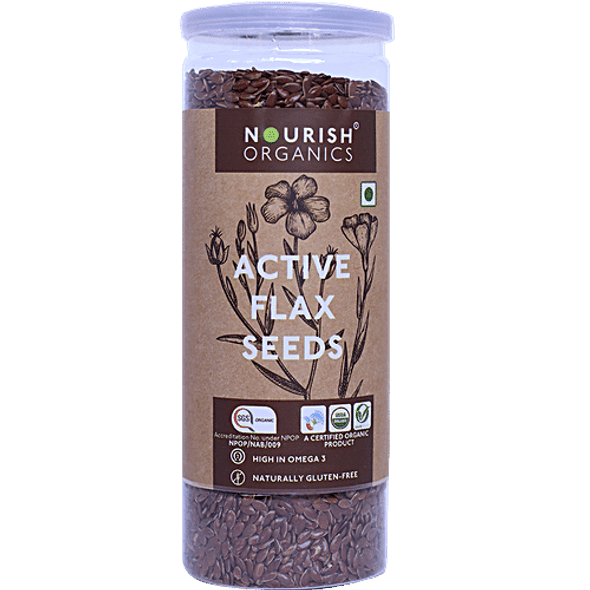 Nourish Organics Active Flax Seeds - High In Omega-3, Gluten Free|180 g Nourish Organics Active Flax Seeds - High In Omega-3, Gluten Free|180 g