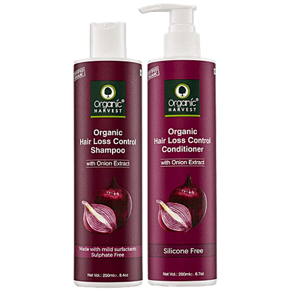 Organic Harvest Red Onion Shampoo & Conditioner Combo Suitable for All Hair Types|450 ml Organic Harvest Red Onion Shampoo & Conditioner Combo Suitable for All Hair Types|450 ml