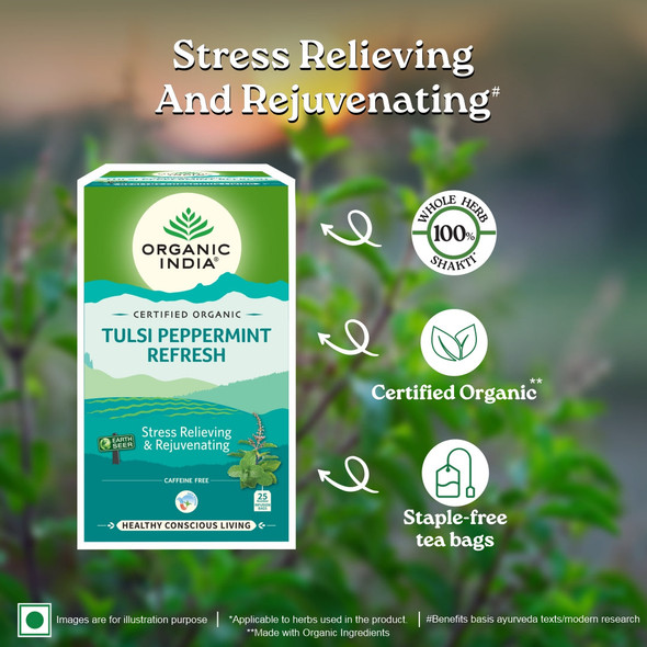 Organic India Tulsi Peppermint Refresh 25 Teabags Organic India Tulsi Peppermint Refresh 25 Teabags