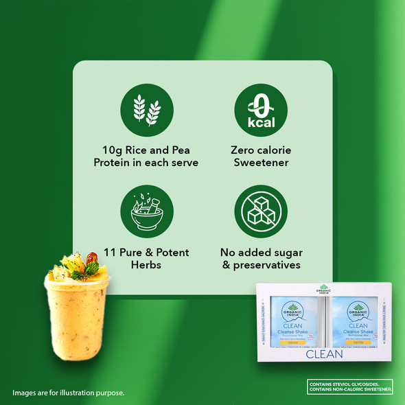 Organic India Clean Cleanse Shake Nutritional Mix (Vanilla Flavour)|50