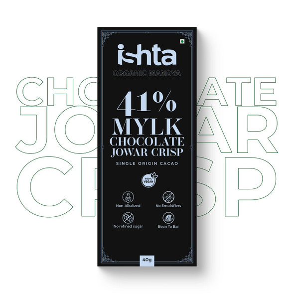 Organic Mandya 41% Mylk Chocolate with Jowar crisp (40g)|1 Piece