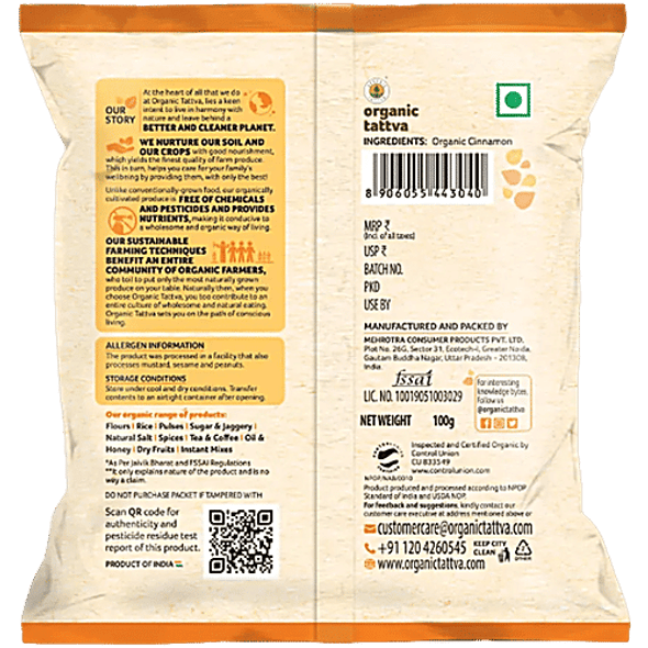 Organic Tattva Cinnamon/Chakke Powder - Organic|100 g