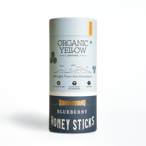 Organic Yellow Blueberry Honey Sticks (15 Sticks x 8gm - 120gm) | 100% Pure and Natural Honey | No Added Sugar and Zero Adulteration