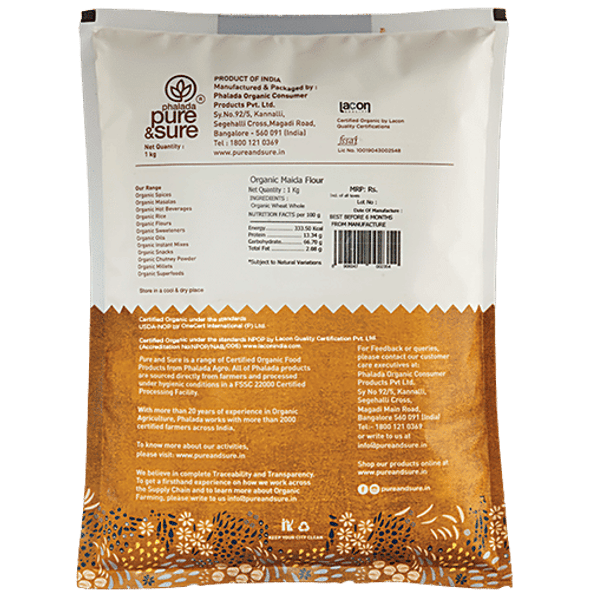 Phalada Pure & Sure Organic Maida Flour - Rich In Fibre & Vitamin|1 kg