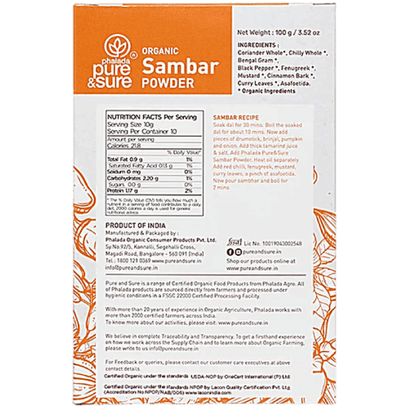 Phalada Pure & Sure Organic - Sambar Powder|100 g
