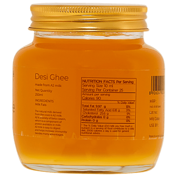 Phalada Pure & Sure Organic Desi Ghee - Made From A2 Milk, High Quality|250 ml