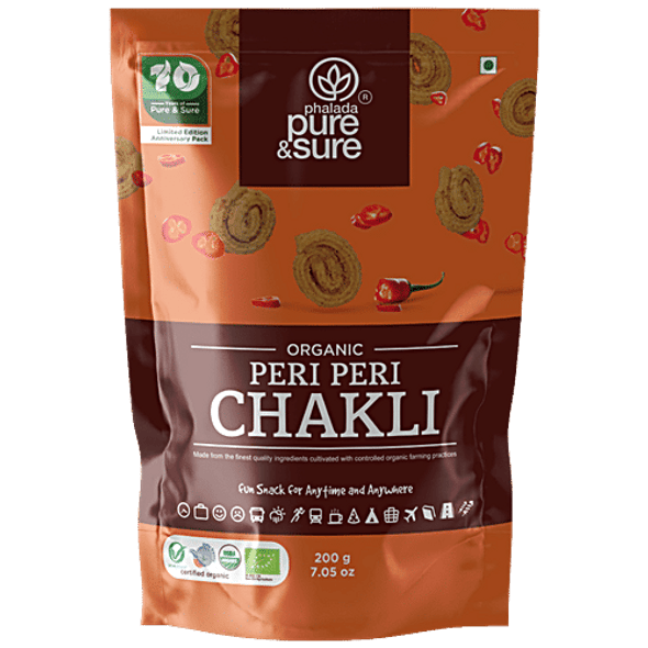 Phalada Pure & Sure Organic Peri Peri Chakli - Crunchy, Healthy Snack|200 g Phalada Pure & Sure Organic Peri Peri Chakli - Crunchy, Healthy Snack|200 g