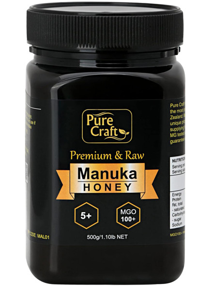 Pure Craft Manuka Honey, MGO 100+ and Kosher Certified | Pure Raw Organic Honey | BPA Free Jar from New Zealand, 500 Gram Pure Craft Manuka Honey, MGO 100+ and Kosher Certified | Pure Raw Organic Honey | BPA Free Jar from New Zealand, 500 Gram