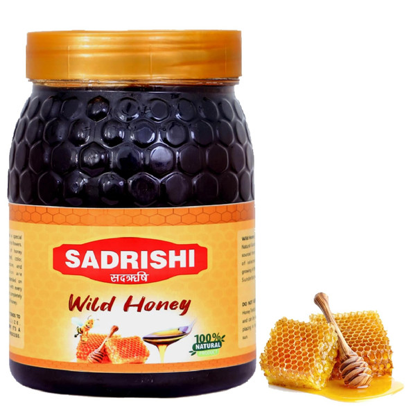 SADRISHI Honey Raw Organic and Natural Wild Forest Multi Flora Honey From Himalayas | Pure, Unprocessed, Unpasteurized | Pure Organic | No Adulteration | Glass Jar with Dipper | 900g