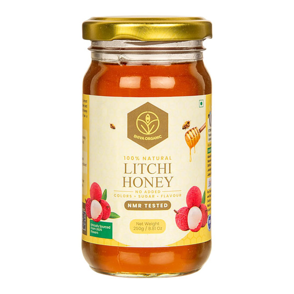 Shiva Organic Raw Litchi Honey 250g | 100% Pure NMR Tested | Raw and Unprocessed