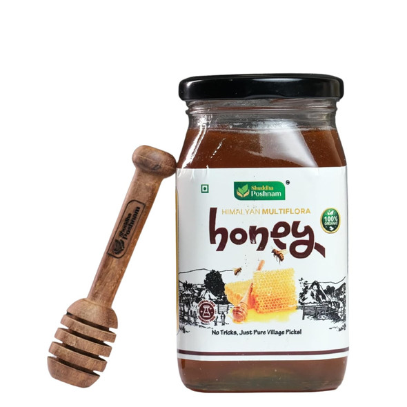 Shuddha Poshnam Himalyan Multiflora Raw Organic Honey 500ml | 100% Pure NMR Tested | Raw and Unprocessed